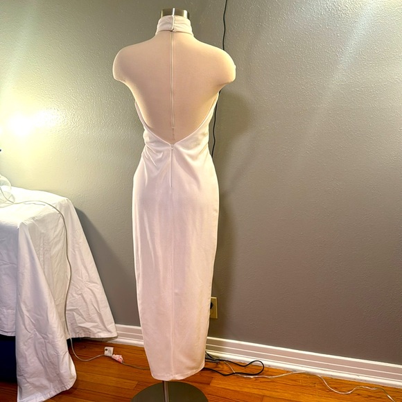 Vintage halter cream formal Mardi Gras gown with gold beading - Picture 6 of 8